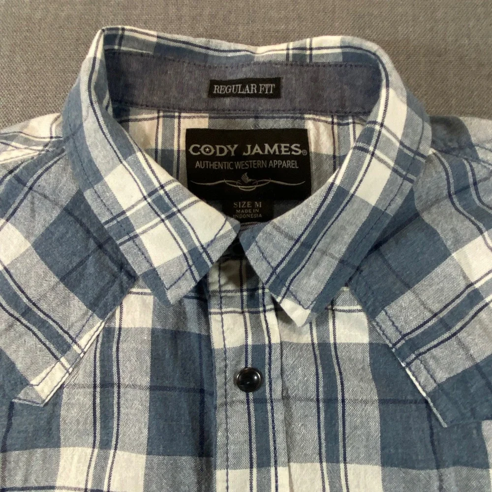 Cody James Mens Regular‎ Fit Plaid Western Long Sleeve Button Up Shirt Blue